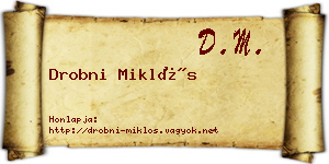 Drobni Miklós névjegykártya